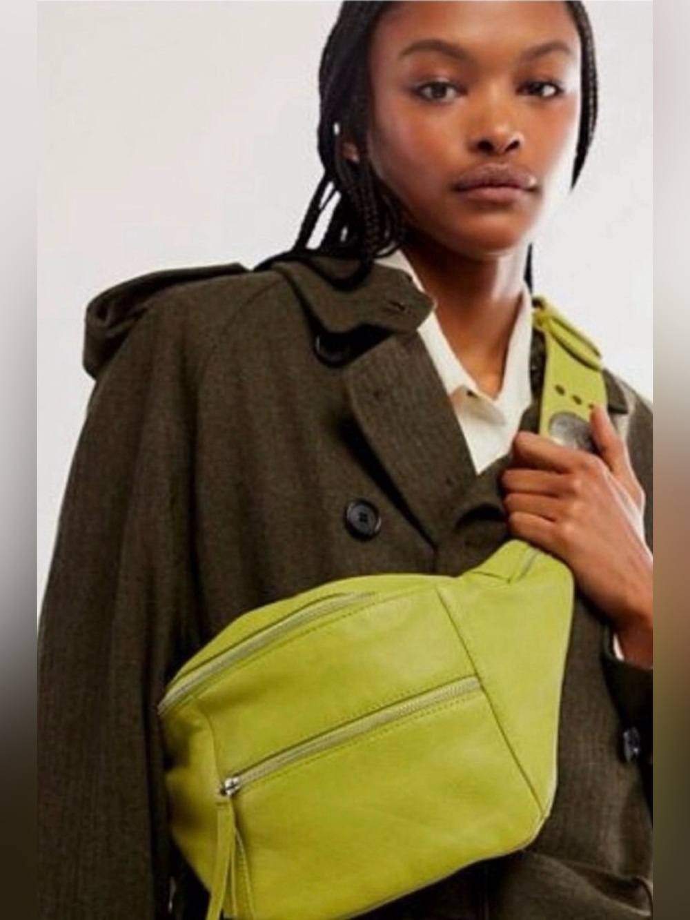 Free People Wilder Embellished Leather Crossbody Sling Bag ~ Yultide Lime